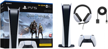 PlayStation 5 Digital Edition (код на God of War Ragnarok) + ігрова гарнітура Sony MDR-G300